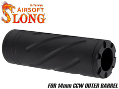 SLONG AIRSOFT ワイドホール ショートサプレッサー for 14mmCCW BK [デザイン：ディンプル / マーキング / スパイラルフルート / フルート]
