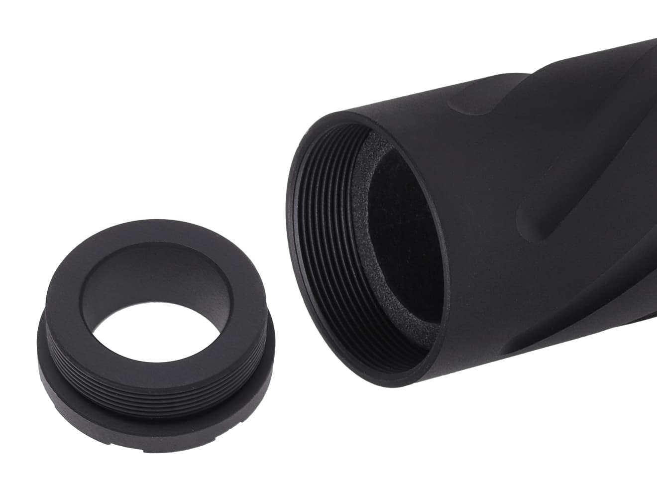 SLONG AIRSOFT ワイドホール ショートサプレッサー for 14mmCCW BK [デザイン：ディンプル / マーキング / スパイラルフルート / フルート]