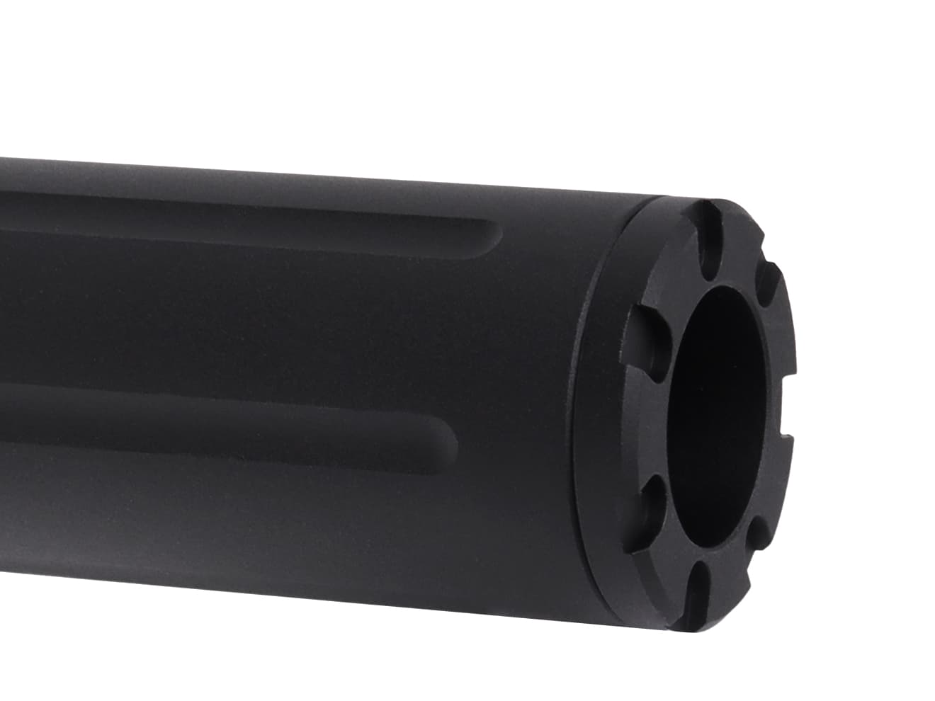 SLONG AIRSOFT ワイドホール ショートサプレッサー for 14mmCCW BK [デザイン：ディンプル / マーキング / スパイラルフルート / フルート]