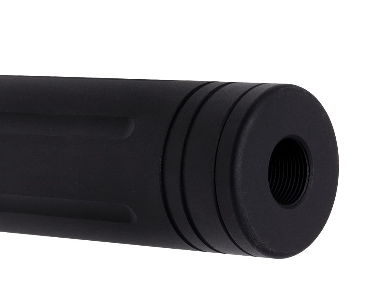 SLONG AIRSOFT ワイドホール ショートサプレッサー for 14mmCCW BK [デザイン：ディンプル / マーキング / スパイラルフルート / フルート]