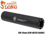SLONG AIRSOFT ワイドホール ミドルサプレッサー for 14mmCCW BK [デザイン：ディンプル / マーキング / スパイラルフルート / フルート]