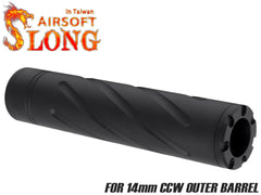 SLONG AIRSOFT ワイドホール ミドルサプレッサー for 14mmCCW BK [デザイン：ディンプル / マーキング / スパイラルフルート / フルート]