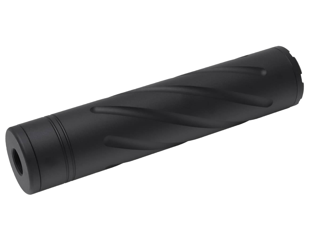 SLONG AIRSOFT ワイドホール ミドルサプレッサー for 14mmCCW BK [デザイン：ディンプル / マーキング / スパイラルフルート / フルート]