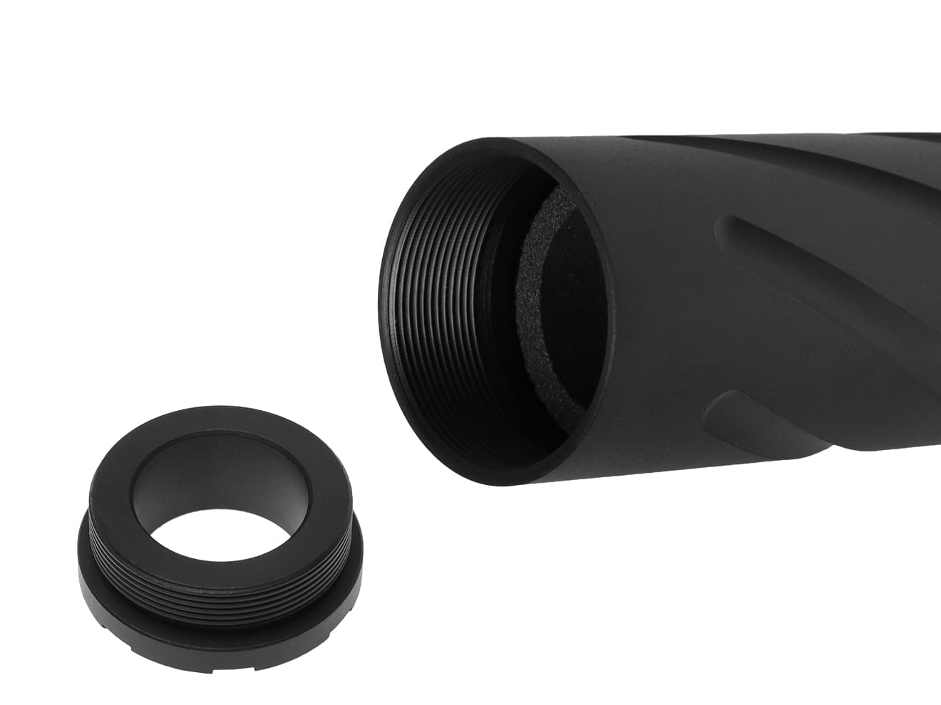 SLONG AIRSOFT ワイドホール ミドルサプレッサー for 14mmCCW BK [デザイン：ディンプル / マーキング / スパイラルフルート / フルート]
