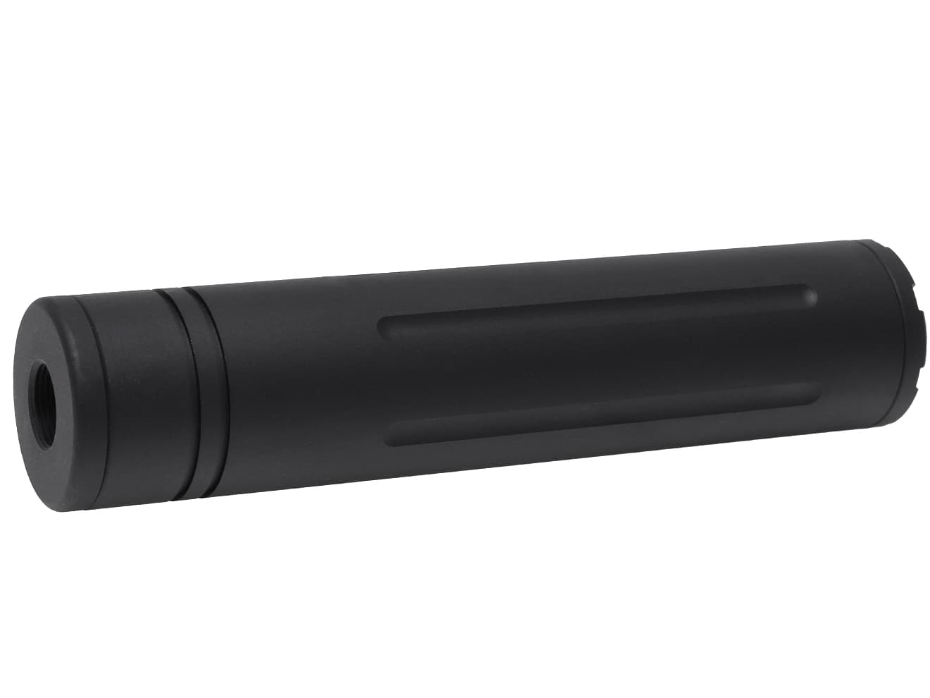 SLONG AIRSOFT ワイドホール ミドルサプレッサー for 14mmCCW BK [デザイン：ディンプル / マーキング / スパイラルフルート / フルート]