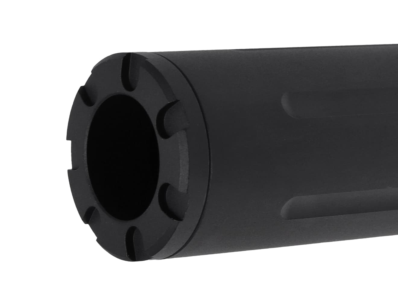 SLONG AIRSOFT ワイドホール ミドルサプレッサー for 14mmCCW BK [デザイン：ディンプル / マーキング / スパイラルフルート / フルート]