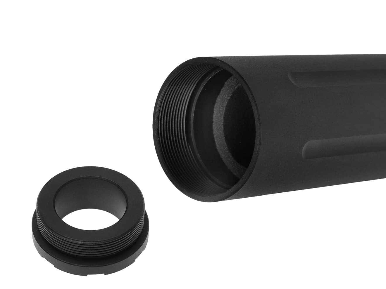 SLONG AIRSOFT ワイドホール ミドルサプレッサー for 14mmCCW BK [デザイン：ディンプル / マーキング / スパイラルフルート / フルート]