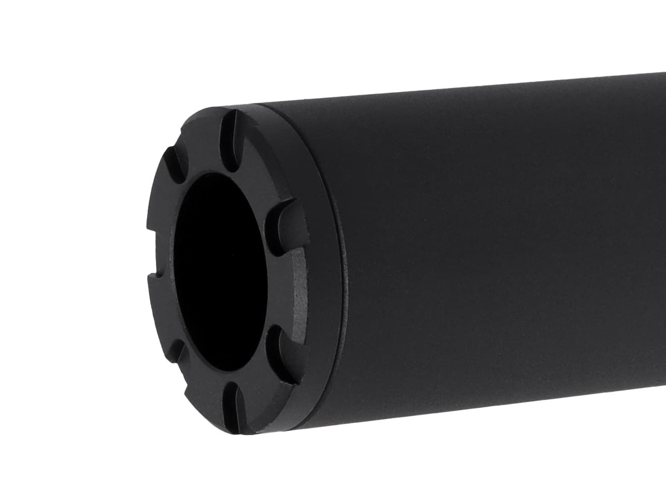 SLONG AIRSOFT ワイドホール ロングサプレッサー for 14mmCCW BK [デザイン：ディンプル / マーキング / スパイラルフルート / フルート]