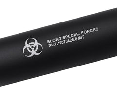 SLONG AIRSOFT ワイドホール ロングサプレッサー for 14mmCCW BK [デザイン：ディンプル / マーキング / スパイラルフルート / フルート]