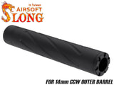 SLONG AIRSOFT ワイドホール ロングサプレッサー for 14mmCCW BK [デザイン：ディンプル / マーキング / スパイラルフルート / フルート]