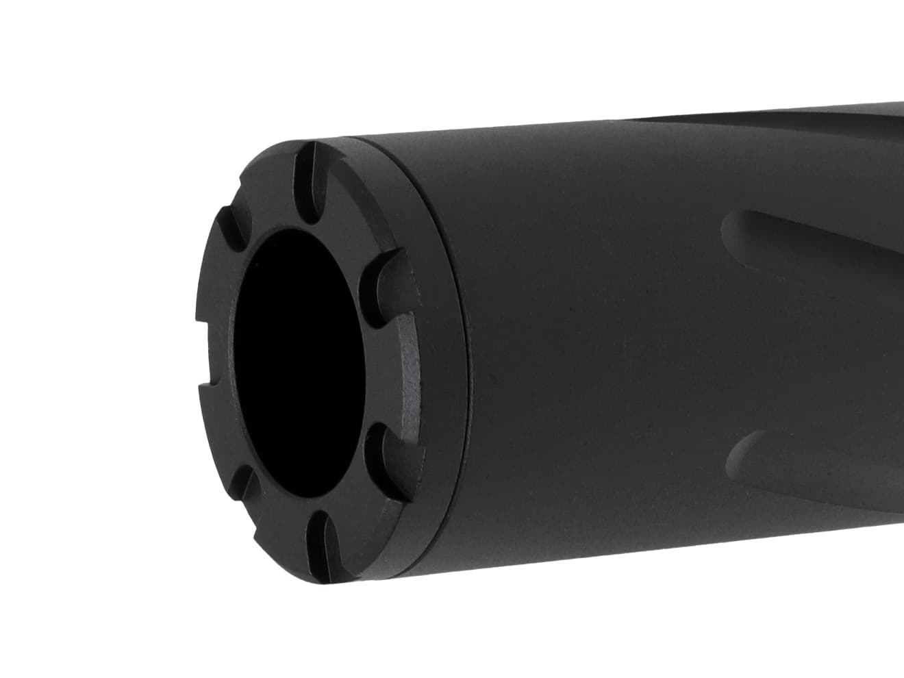 SLONG AIRSOFT ワイドホール ロングサプレッサー for 14mmCCW BK [デザイン：ディンプル / マーキング / スパイラルフルート / フルート]