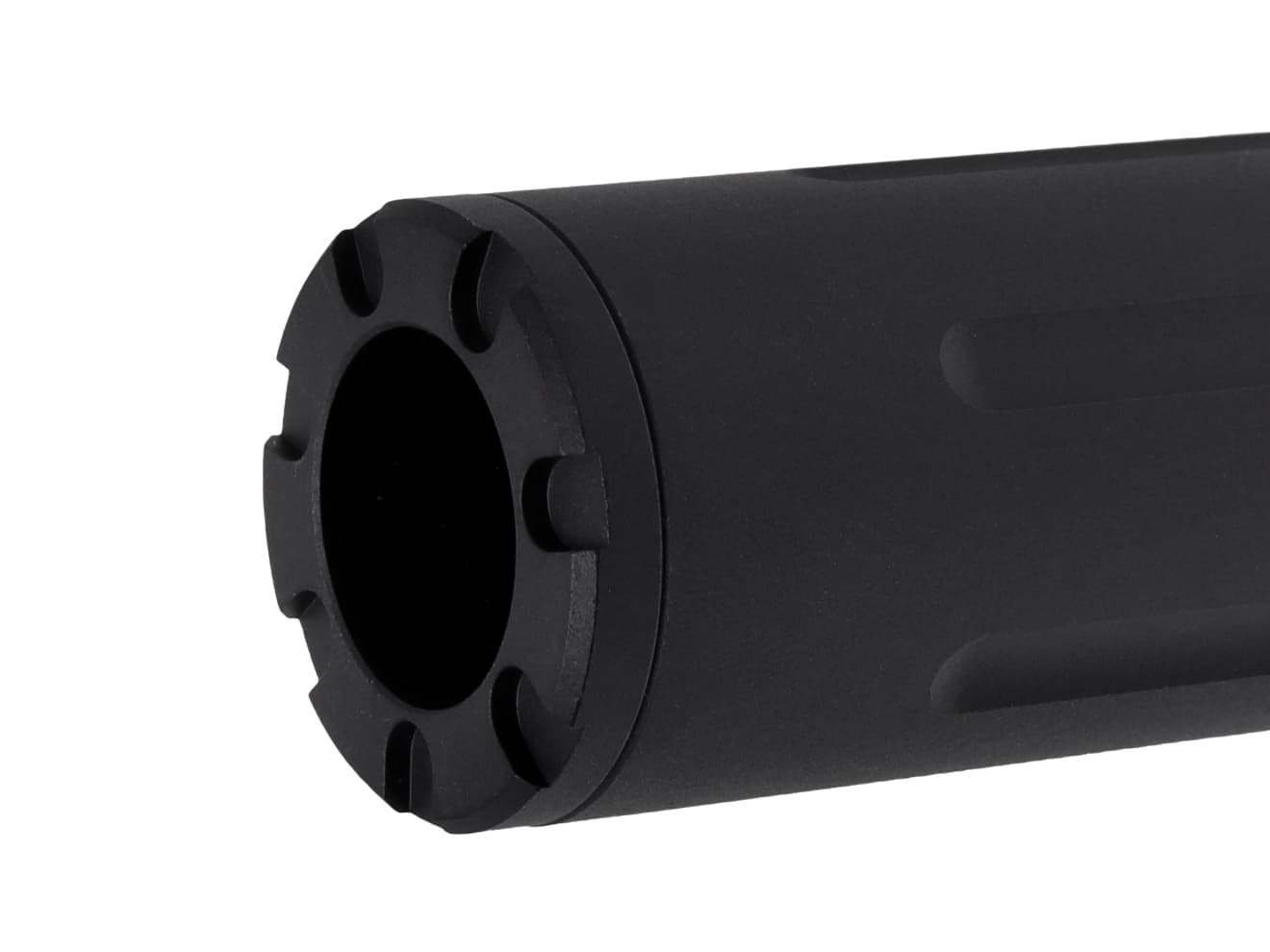 SLONG AIRSOFT ワイドホール ロングサプレッサー for 14mmCCW BK [デザイン：ディンプル / マーキング / スパイラルフルート / フルート]