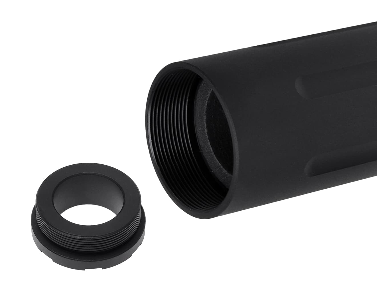 SLONG AIRSOFT ワイドホール ロングサプレッサー for 14mmCCW BK [デザイン：ディンプル / マーキング / スパイラルフルート / フルート]