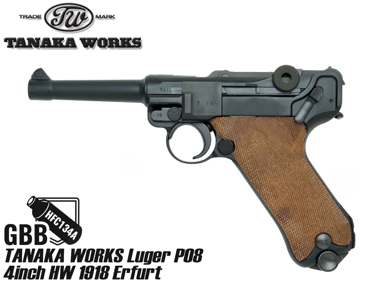 TANAKA WORKS Luger P08 4inch HW 1918 Erfurt version