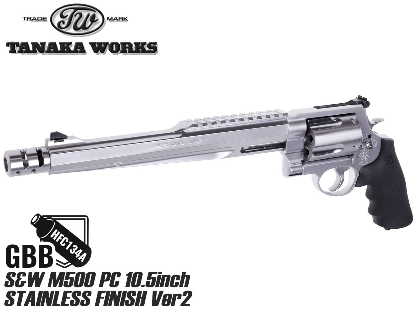 タナカワークス ガスガン S&W M500 ステンレスフィニッシュ ペガサスVer2 [サイズ：8-3/8インチ / 3+1インチ / PC 6.5インチ / PC 10.5インチ]