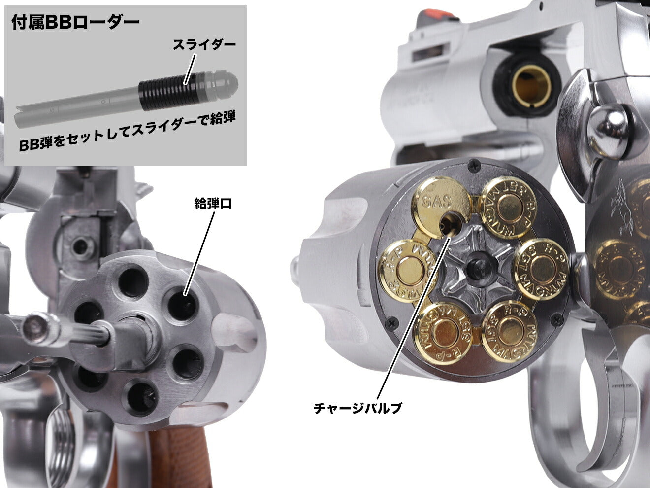 タナカワークス ガスガン COLT パイソン 357 R-model ステンレスフィニッシュ 本体 [サイズ：2.5インチ / 3インチ / 4インチ / 6インチ]