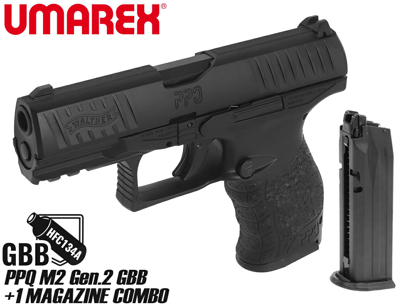 Umarex Walther PPQ M2 Gen.2 GBBハンドガン(BK) +1マガジン Combo | ミリタリーベース – ミリタリーベース  - MILITARY BASE -