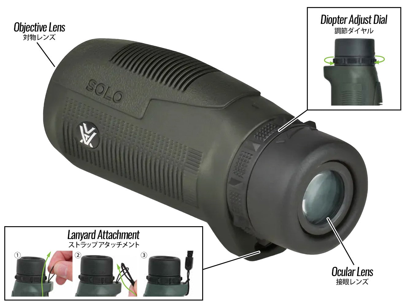 VORTEX Solo 単眼鏡 [倍率×対物レンズ径：10x25 / 8x25 / 10x36