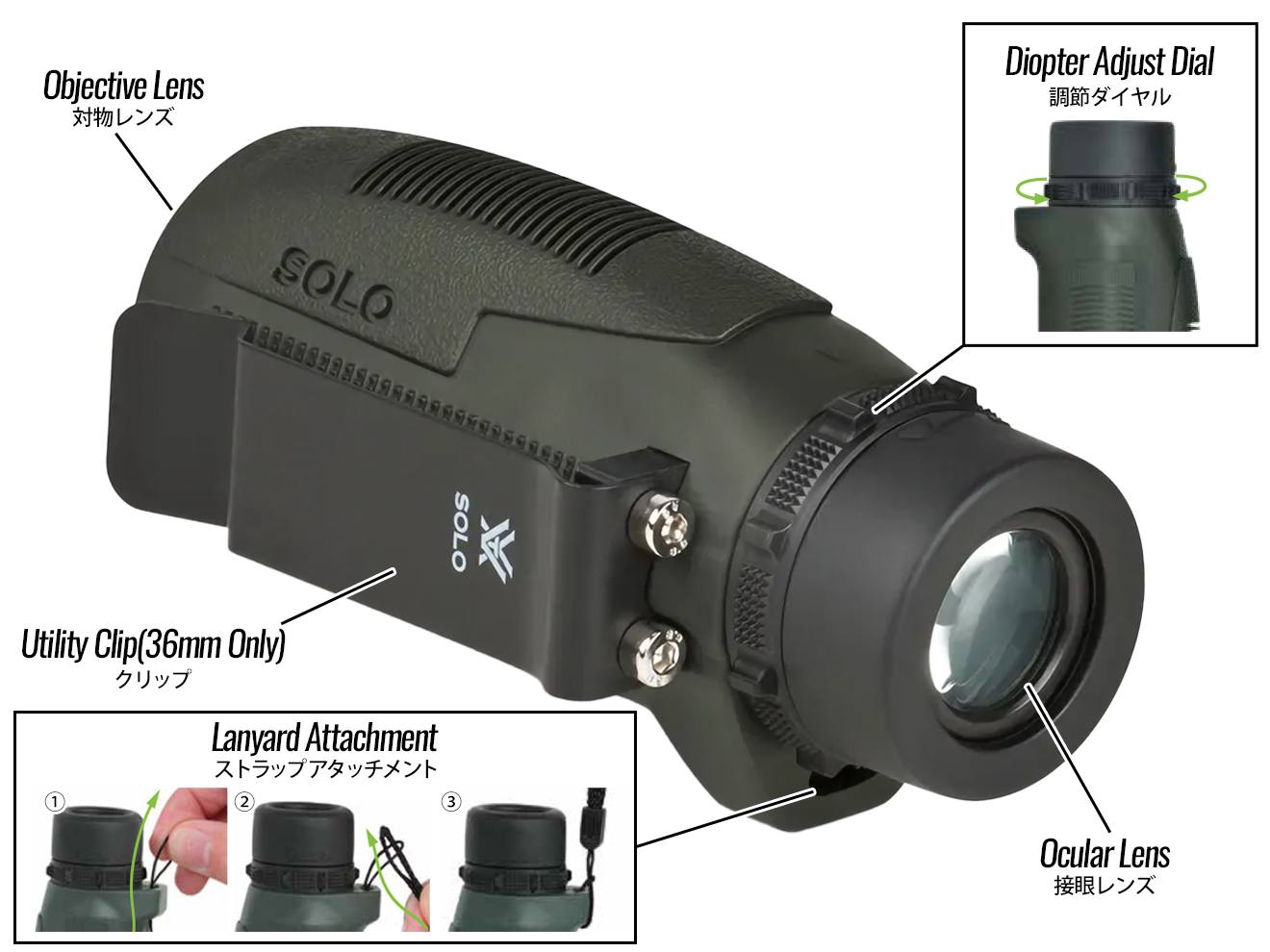 VORTEX Solo 単眼鏡 [倍率×対物レンズ径：10x25 / 8x25 / 10x36 / 8x36]