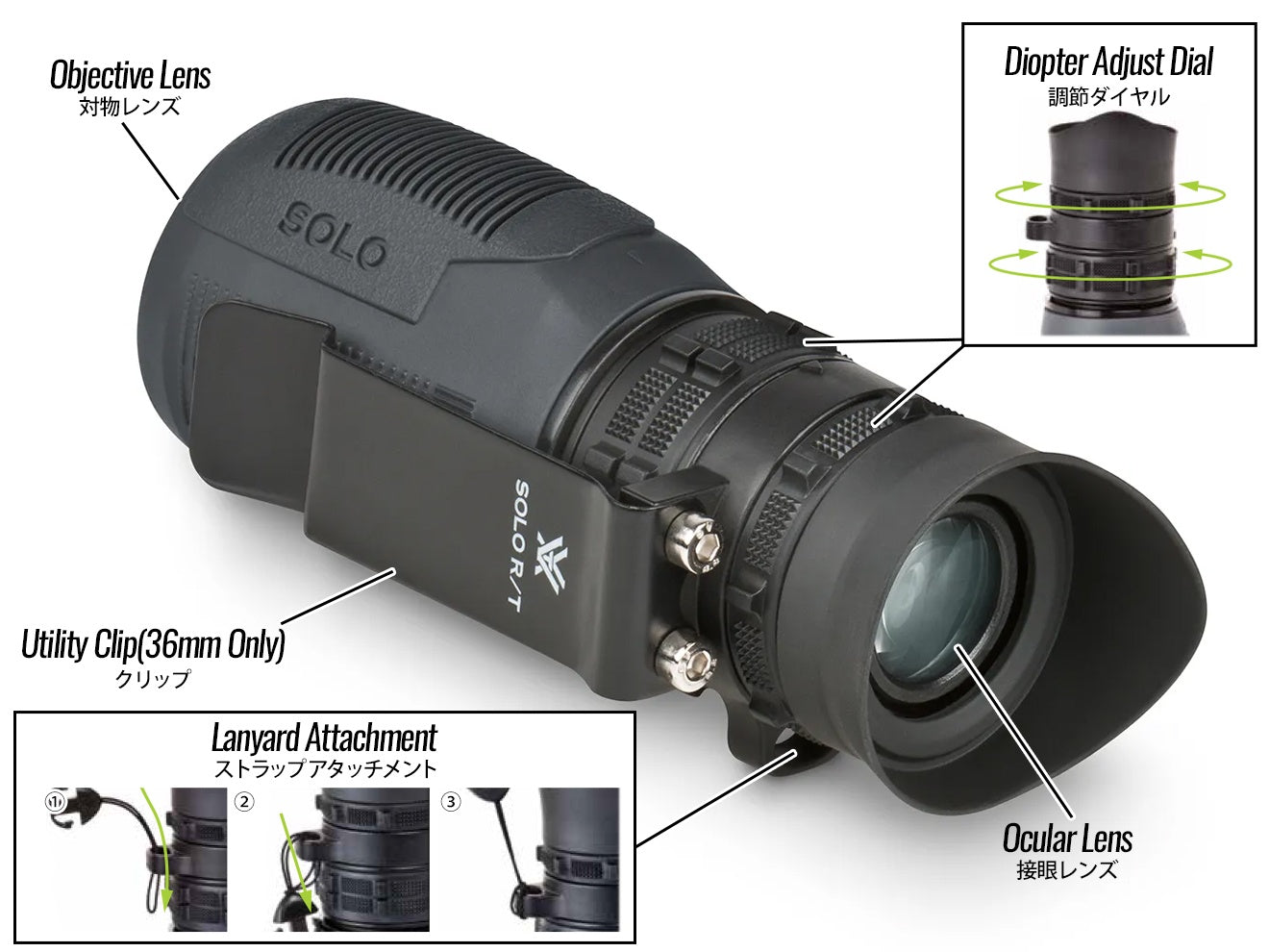 VORTEX SOL-3608-RT SOLO TACTICAL RT8x36 単眼鏡