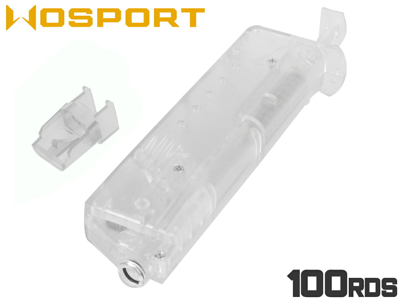 WoSporT ピストルマガジン型 BBローダー 100Rds [カラー：ブラック / ブルー / クリア / グリーン / ピンク / イエロー]