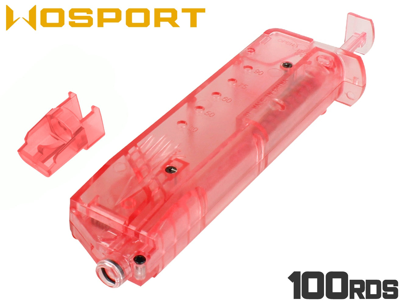 WoSporT ピストルマガジン型 BBローダー 100Rds [カラー：ブラック / ブルー / クリア / グリーン / ピンク / イエロー]