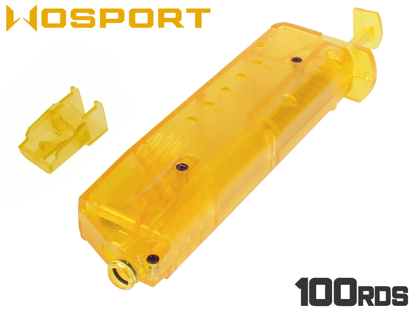 WoSporT ピストルマガジン型 BBローダー 100Rds [カラー：ブラック / ブルー / クリア / グリーン / ピンク / イエロー]