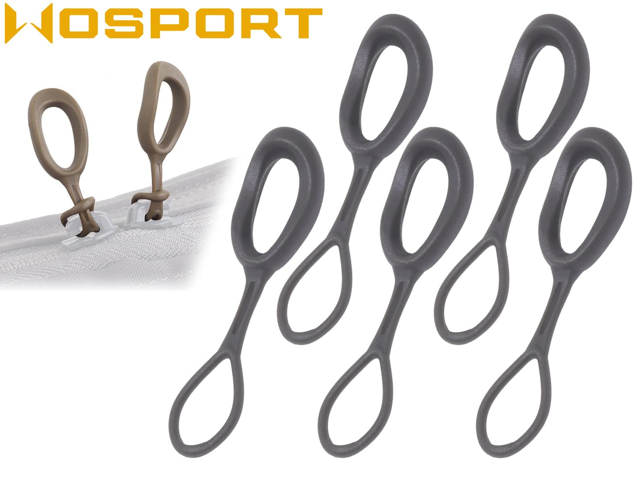 WoSporT ジッパープーラー 5Pcs [カラー：BK / FG / OD / TAN]
