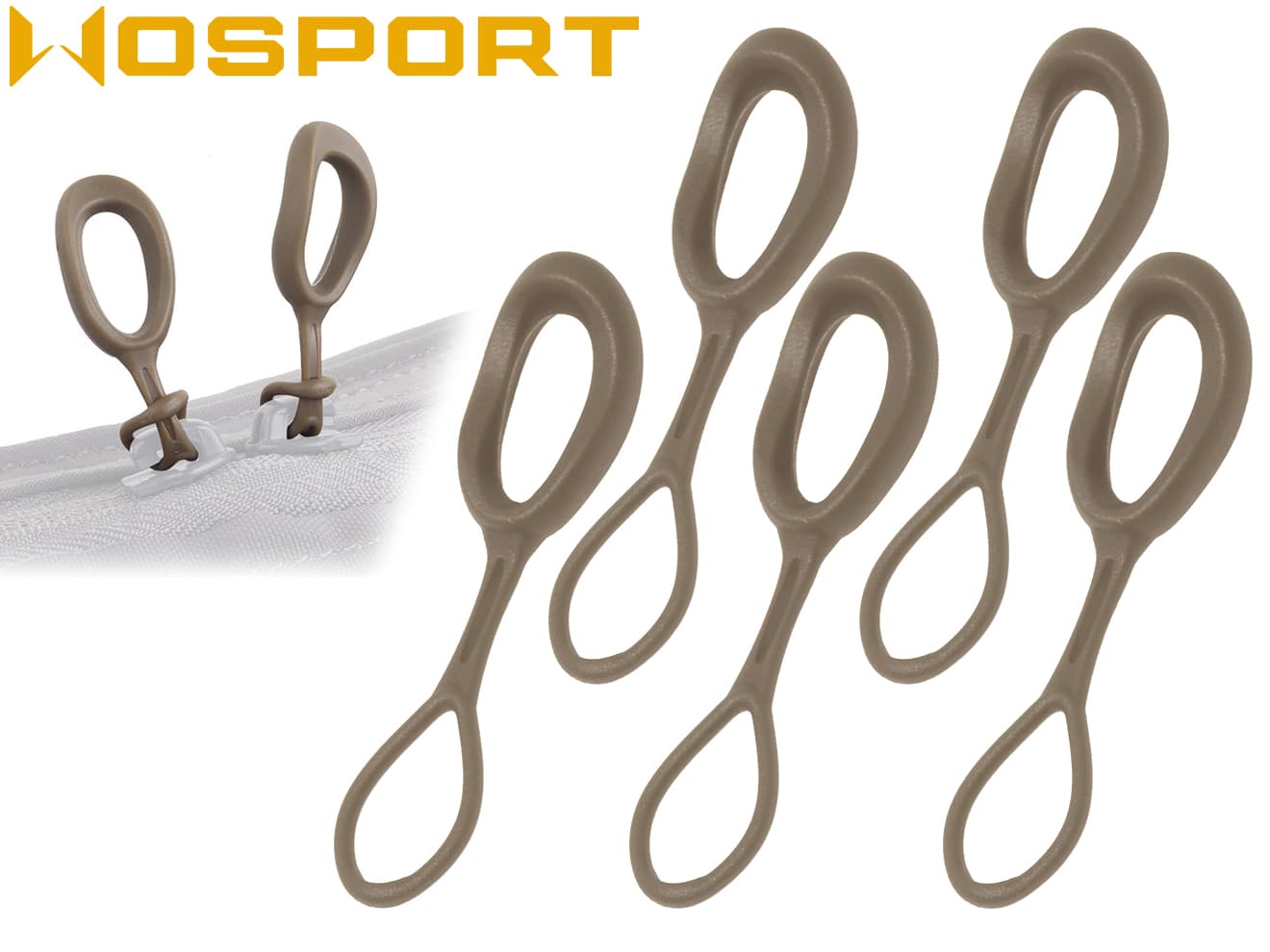 WoSporT ジッパープーラー 5Pcs [カラー：BK / FG / OD / TAN]