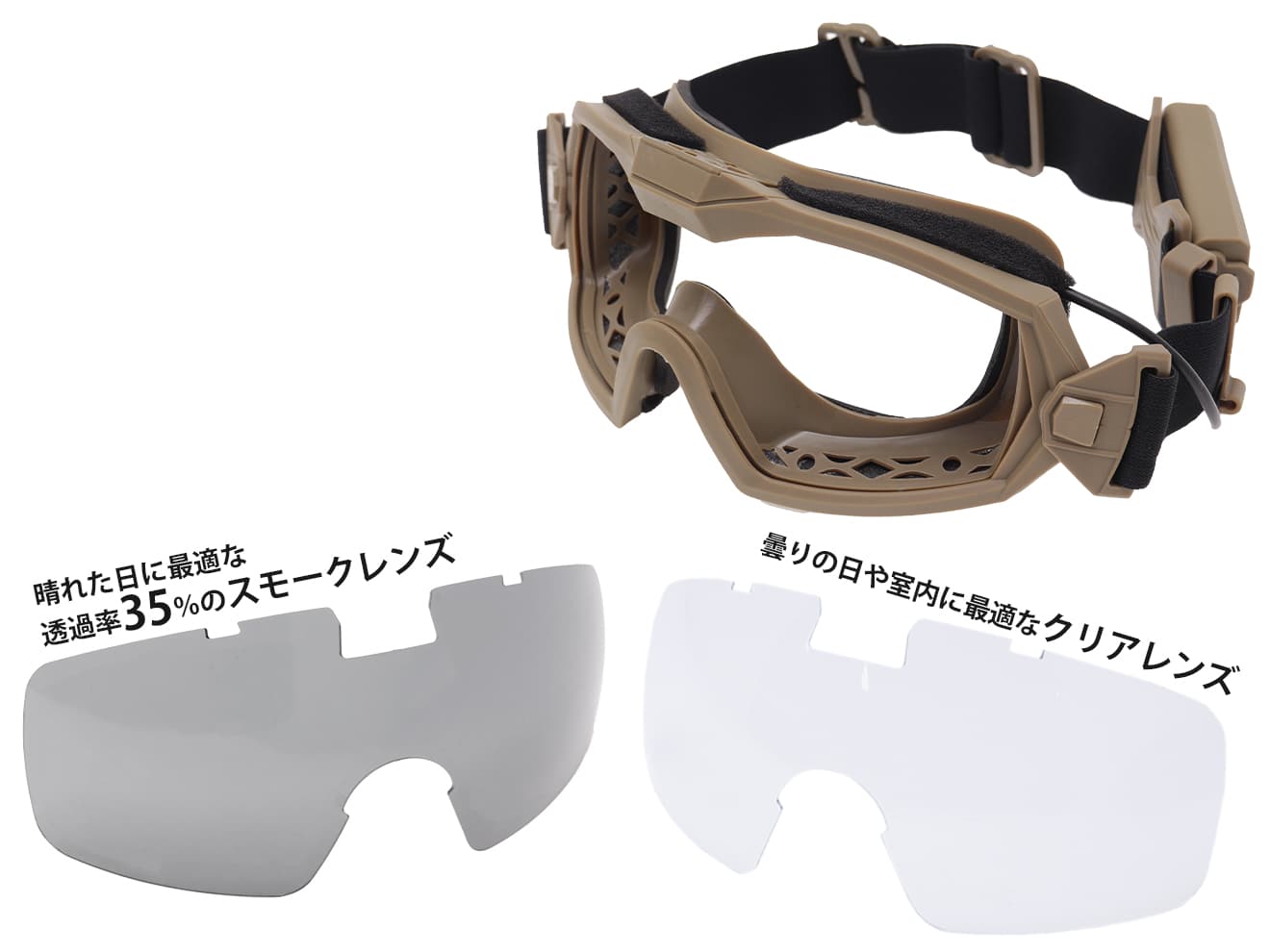 WoSporT タクティカル アンチフォグ ファンゴーグル [カラー：BK / TAN]