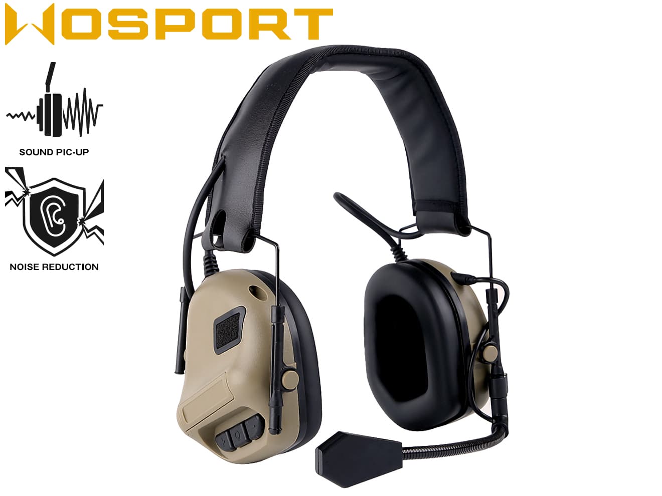 WoSporT Gen5 タクティカル ヘッドセット w /  サウンドピックアップ&ノイズリダクション [カラー：BK / TAN]