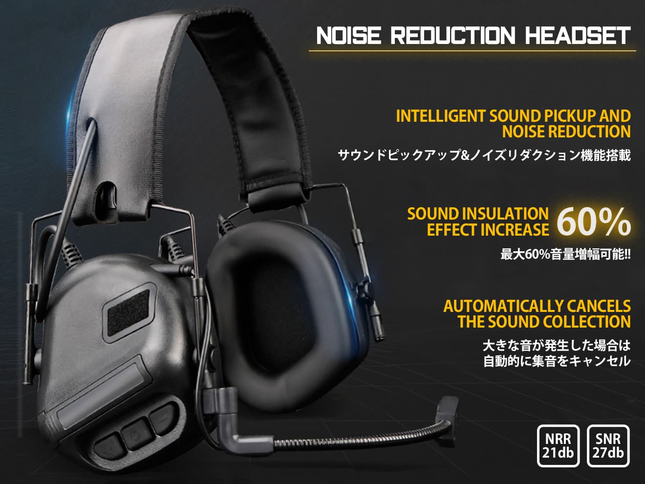 WoSporT Gen5 タクティカル ヘッドセット w /  サウンドピックアップ&ノイズリダクション [カラー：BK / TAN]