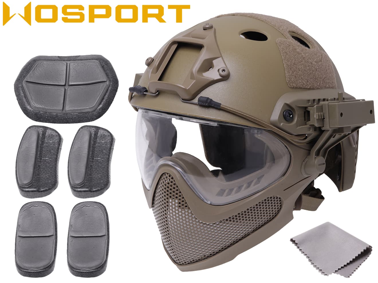 WoSporT FAST CARBONタイプ ヘルメット&パイロットマスク スチールメッシュVer M-SIZE [カラー：BK / TAN]