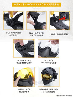 WoSporT FAST CARBONタイプ ヘルメット&パイロットマスク スチールメッシュVer M-SIZE [カラー：BK / TAN]