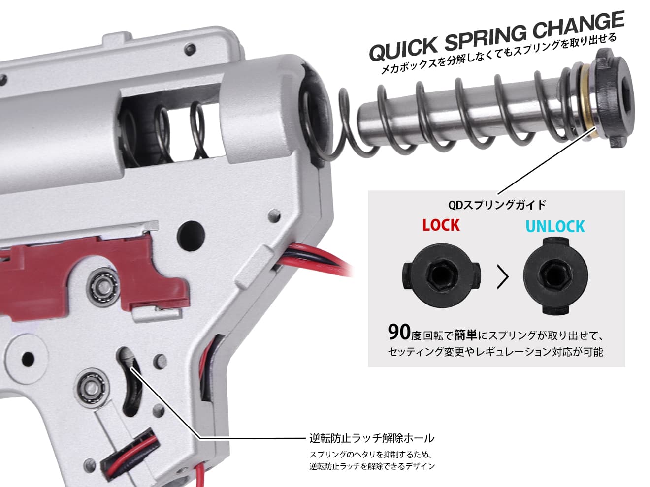 ZC LEOPARD V2 QD スタンダード メカボックスCOMP 8mm for AEG M4 [配線-スイッチ：前方-マイクロスイッチ / 前方-標準スイッチ / 後方-マイクロスイッチ / 後方-標準スイッチ / 後方-MosFET]