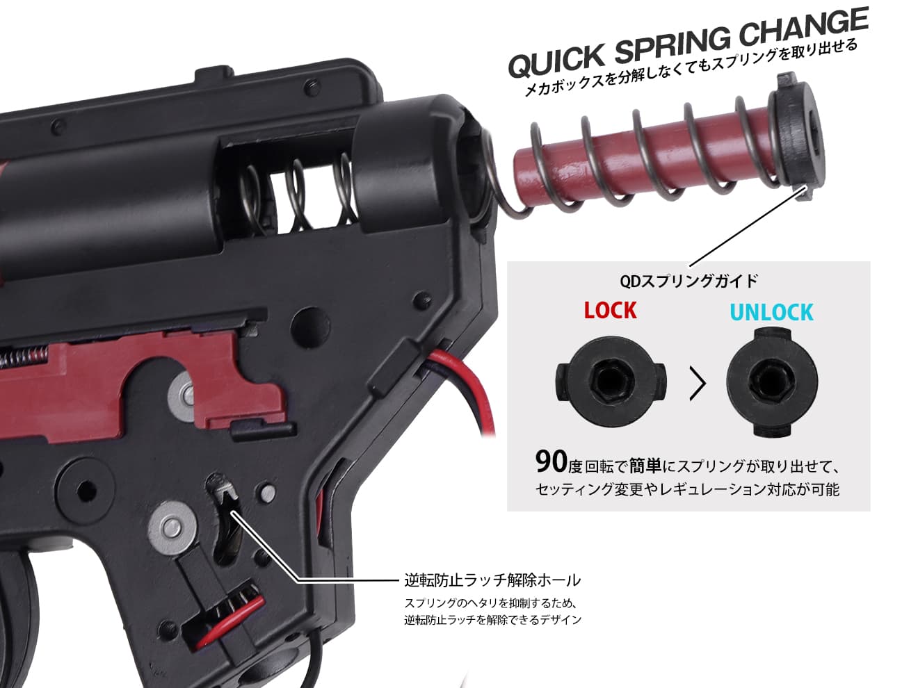 ZC LEOPARD V2 QD スタンダード メカボックスCOMP 8mm for AEG M4 [配線-スイッチ：前方-マイクロスイッチ / 前方-標準スイッチ / 後方-マイクロスイッチ / 後方-標準スイッチ / 後方-MosFET]