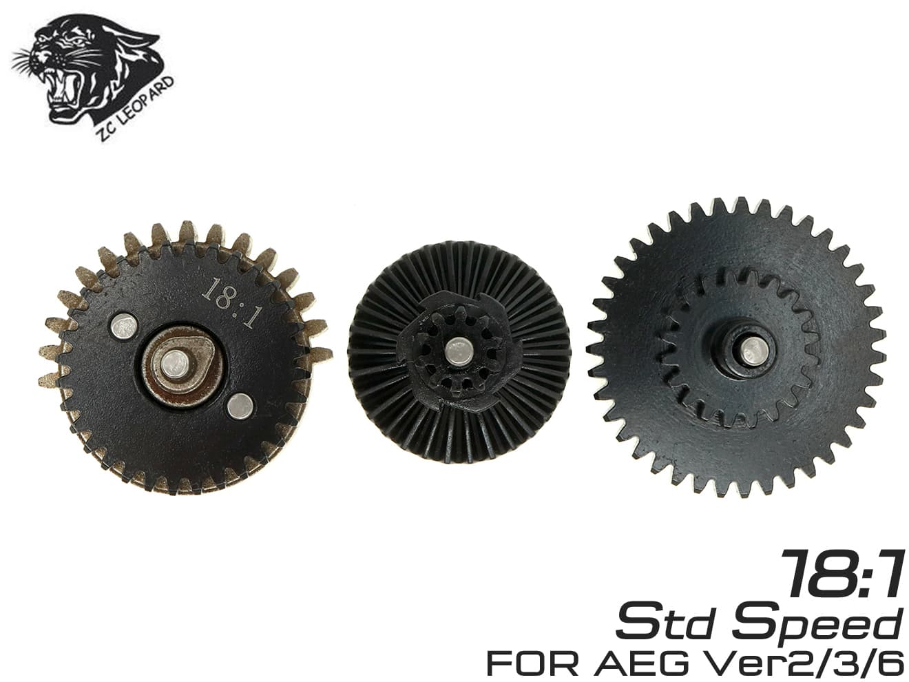 ZC LEOPARD AEG スチールCNCギアセット [ギア比：13:1(ハイスピード) / 16:1(ハイスピード) / 18:1(スタンダード) / 32:1(ハイトルク)]