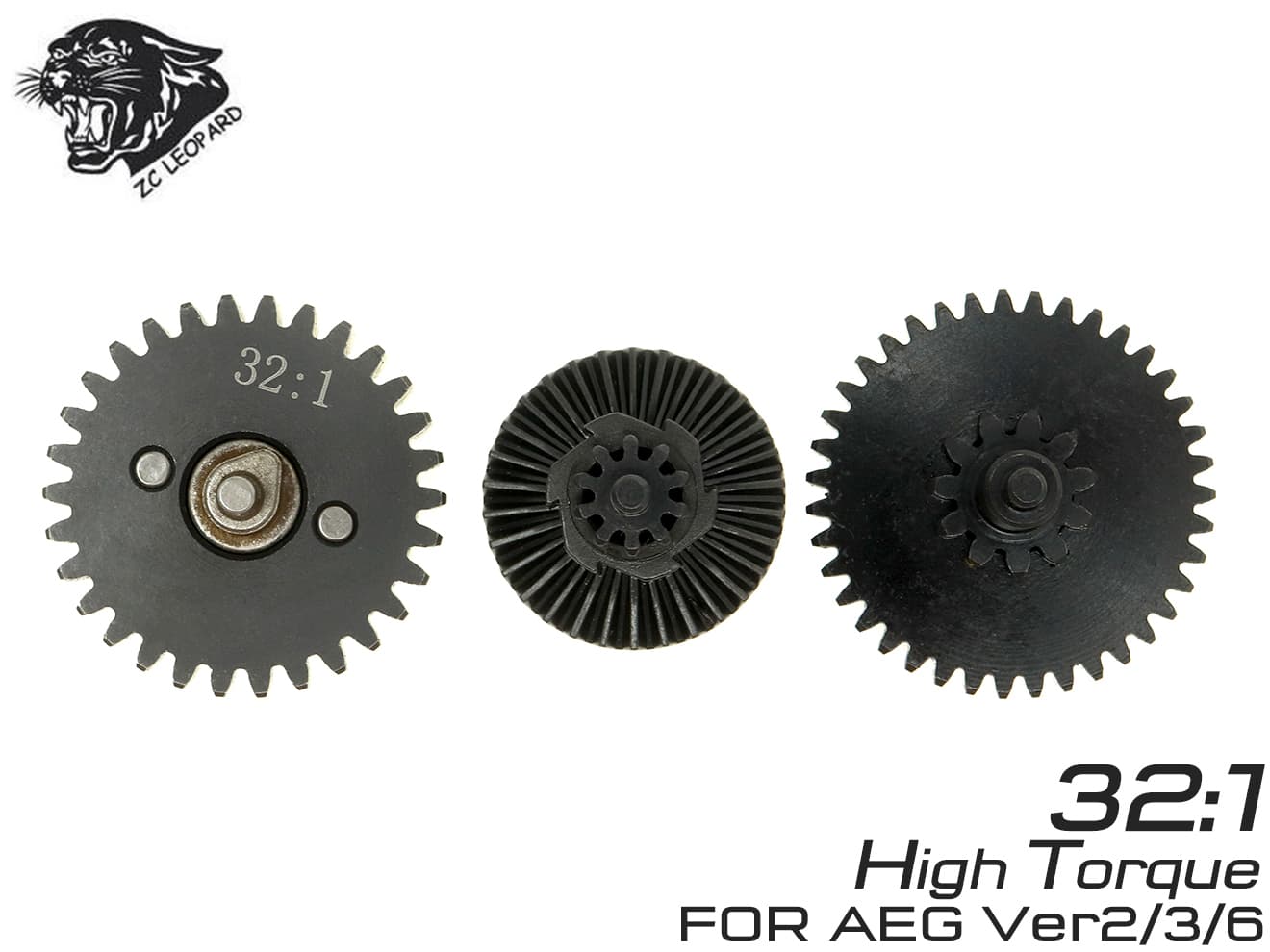 ZC LEOPARD AEG インテグレート スチールCNCギアセット [ギア比：13:1(ハイスピード) / 14:1(ハイスピード) / 16:1(ハイスピード) / 18:1(スタンダード) / 32:1(ハイトルク)]