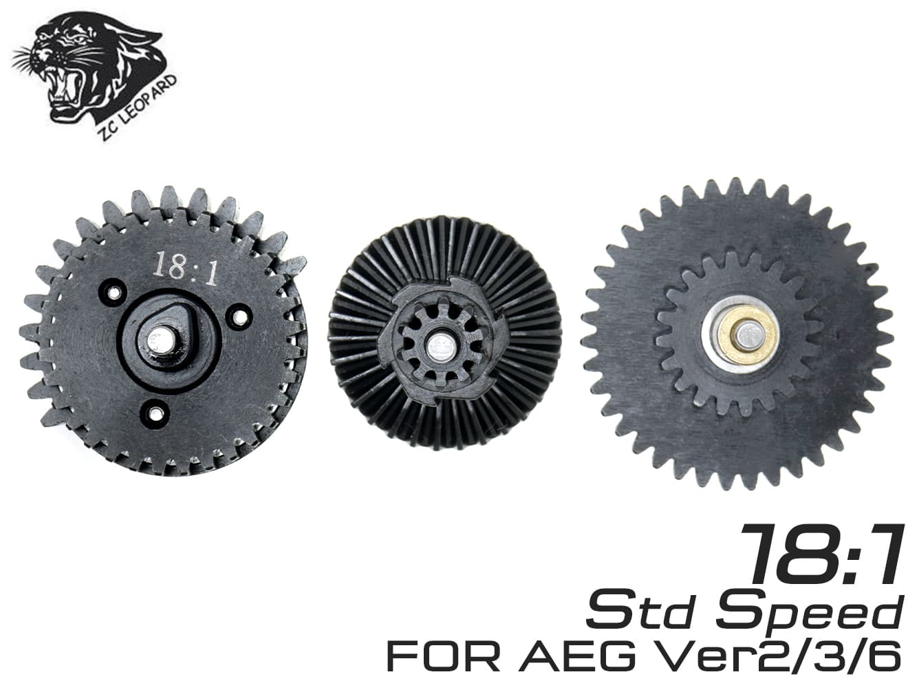 ZC LEOPARD AEG スチールCNC ベアリングギアセット [ギア比：16:1(ハイスピード) / 18:1(スタンダード)]