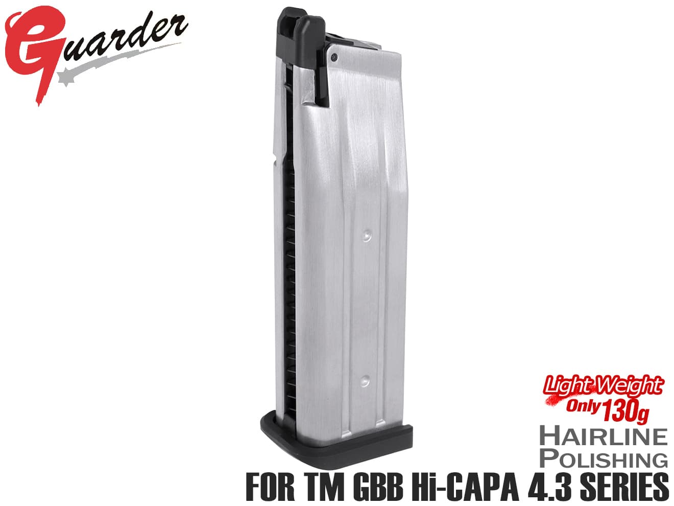 GUARDER ライトウェイト アルミマガジンCOMP 28発 ノーマーク Hi-CAPA4.3シリーズ [カラー：ブラック / シルバー]