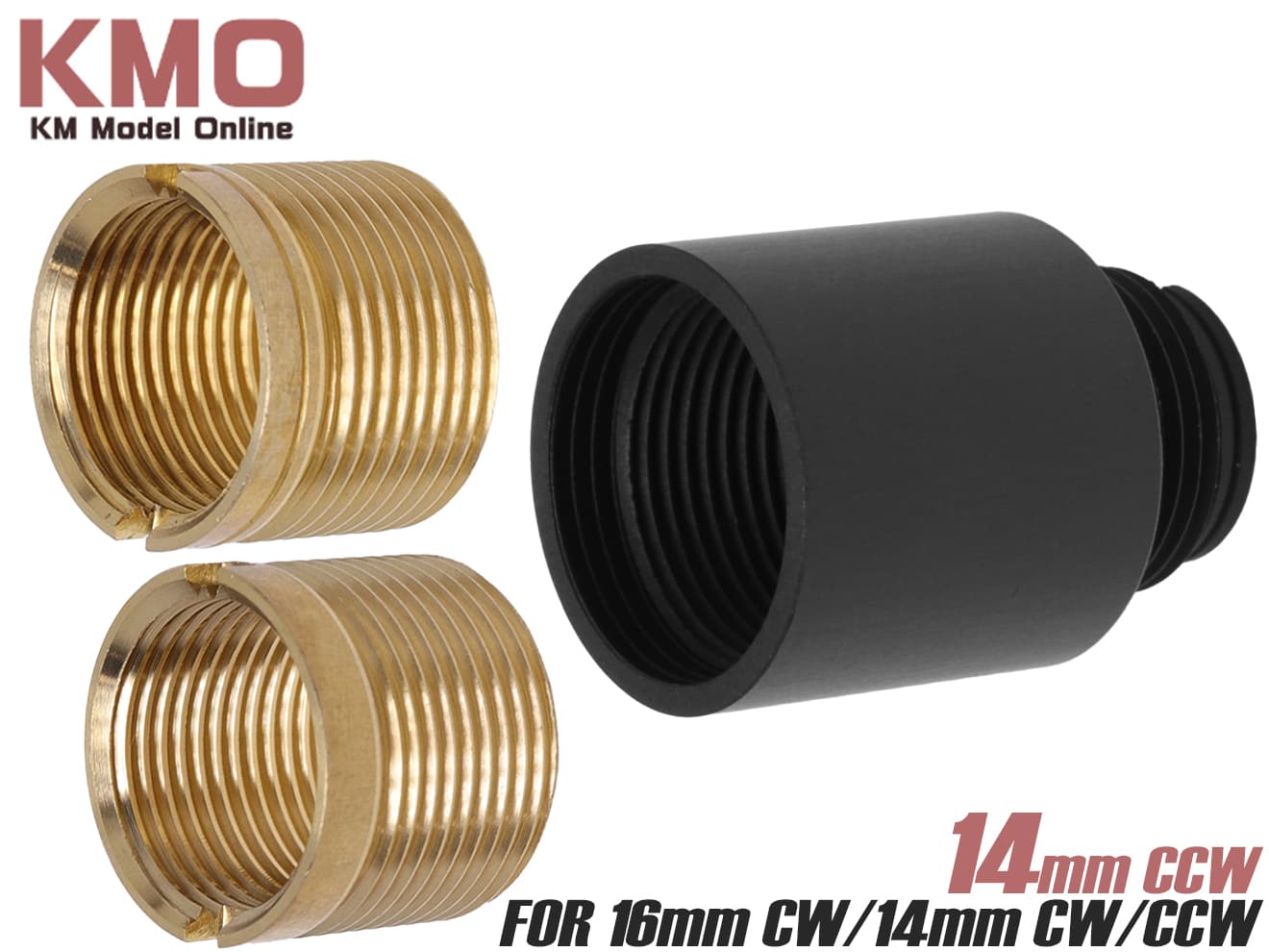 KM企画 汎用M14ネジ 正逆対応 変換アダプター / M16正ネジアダプター [変換アダプター：正ネジ / 逆ネジ]
