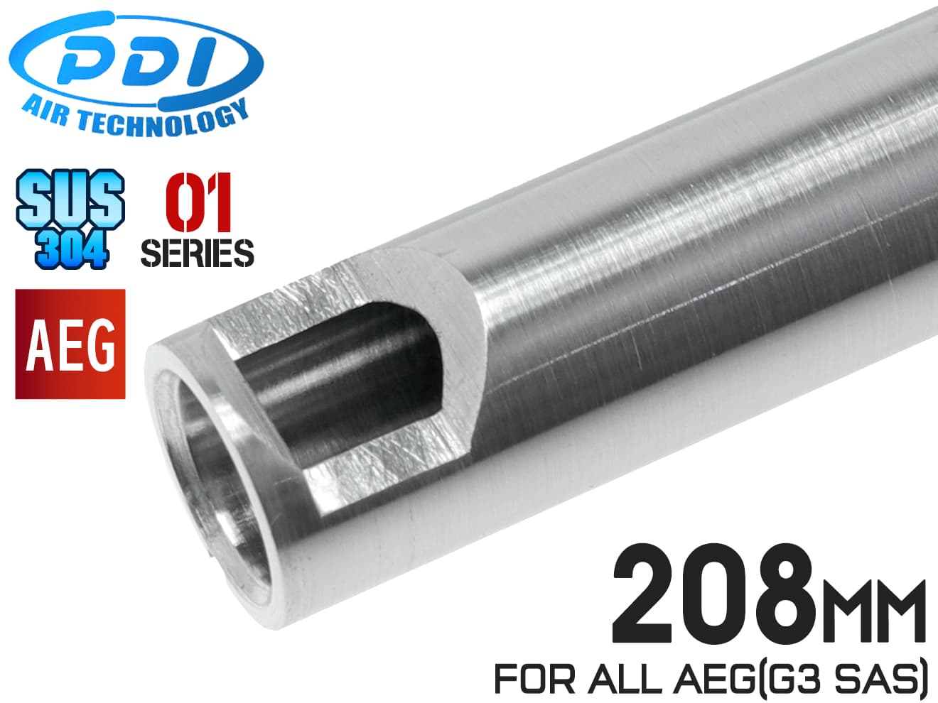PDI 01シリーズ AEG 超精密 ステンレスインナーバレル(6.01±0.002) [長さ：120mm / 141mm / 187mm / 205mm / 208mm / 215mm / 229mm / 247mm / 275mm / 303mm / 375mm]