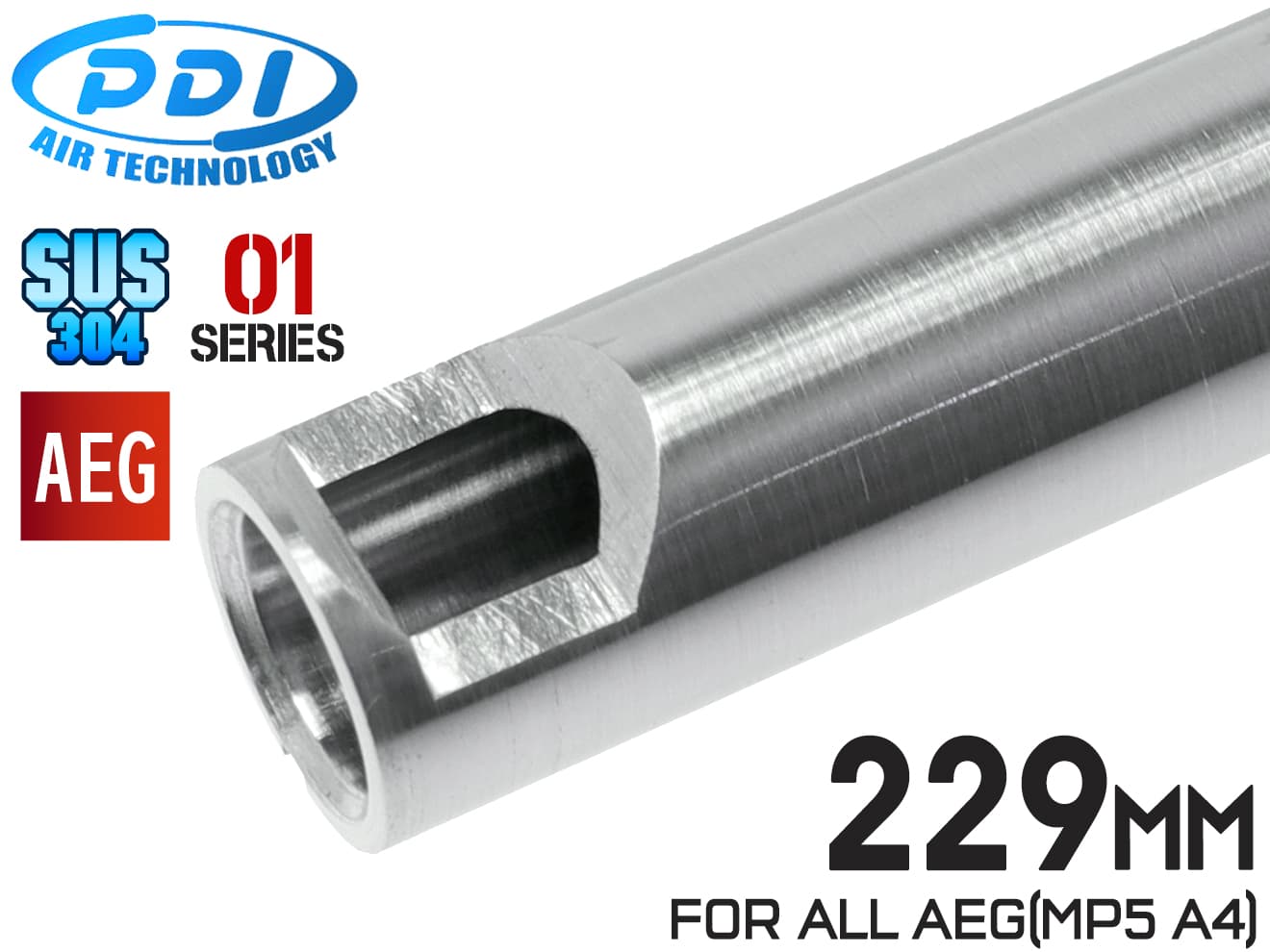 PDI 01シリーズ AEG 超精密 ステンレスインナーバレル(6.01±0.002) [長さ：120mm / 141mm / 187mm / 205mm / 208mm / 215mm / 229mm / 247mm / 275mm / 303mm / 375mm]