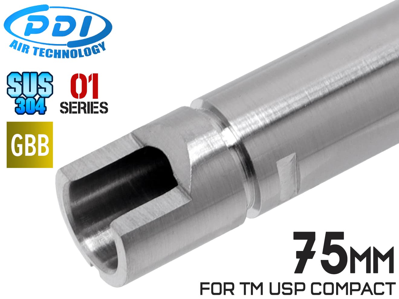 PDI 01シリーズ GBB 超精密 ステンレスインナーバレル(6.01±0.002) [長さ：74mm / 75mm / 87mm / 95mm / 97mm / 100mm / 102mm / 108mm / 113mm / 118mm / 129mm / 133mm / 138mm / 163mm / 250mm]