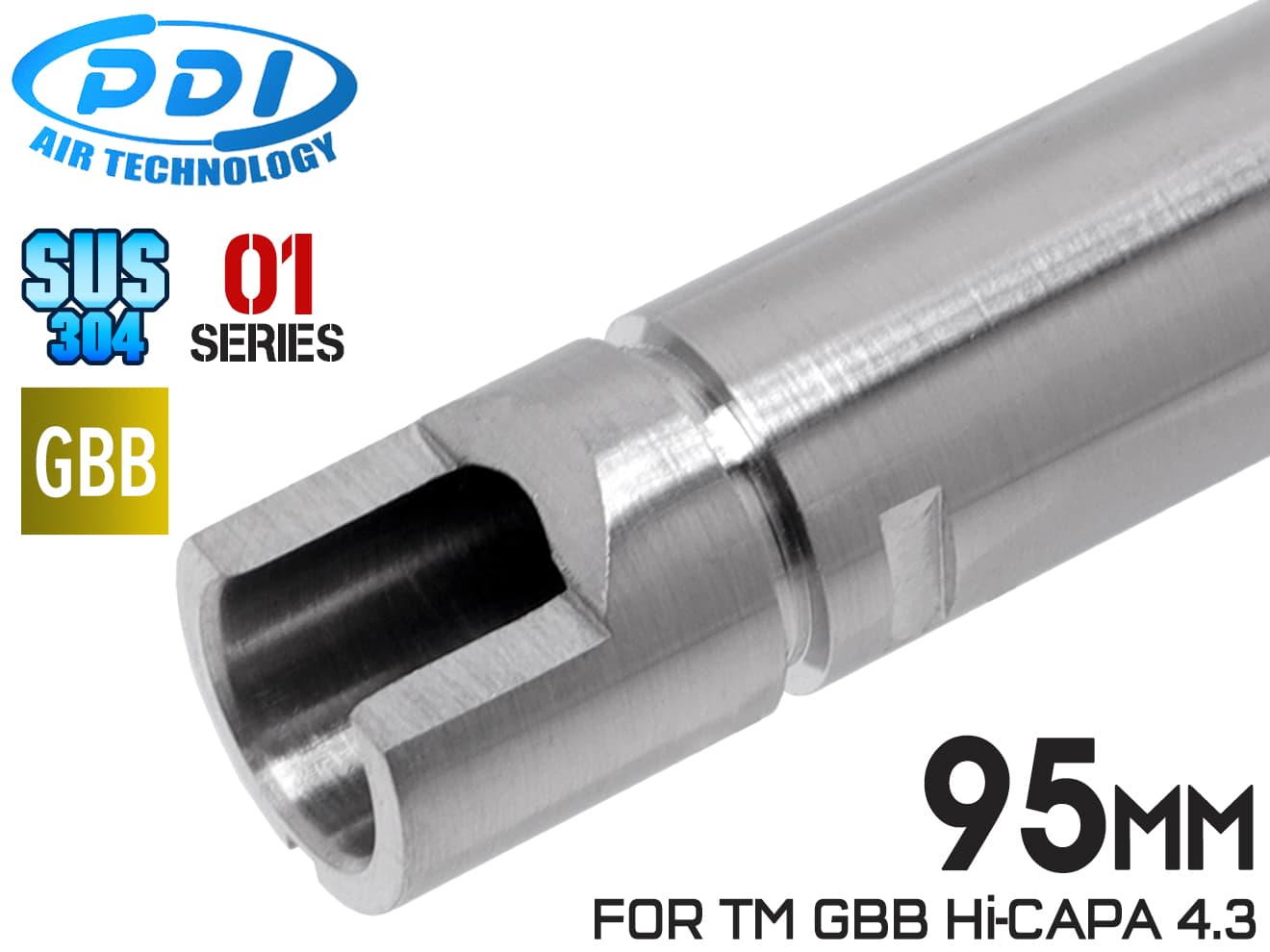 PDI 01シリーズ GBB 超精密 ステンレスインナーバレル(6.01±0.002) [長さ：74mm / 75mm / 87mm / 95mm / 97mm / 100mm / 102mm / 108mm / 113mm / 118mm / 129mm / 133mm / 138mm / 163mm / 250mm]