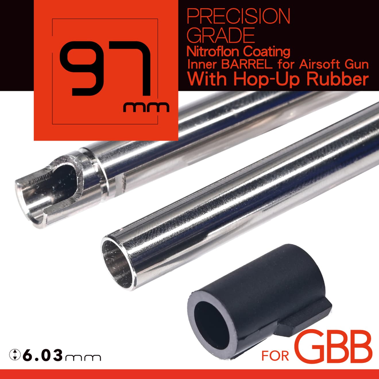 UNICORN AIRSOFT GBB 6.03 ウルティメイト プレシジョン インナーバレル w/ 60°チャンバーパッキン [長さ：74mm / 86mm / 97mm / 113mm / 117mm / 138mm / 150mm / 162mm / 265mm / 300mm / 370mm]